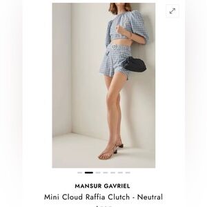 Mansur Gavriel Raffia Mini Cloud Clutch-on-Chain in Black